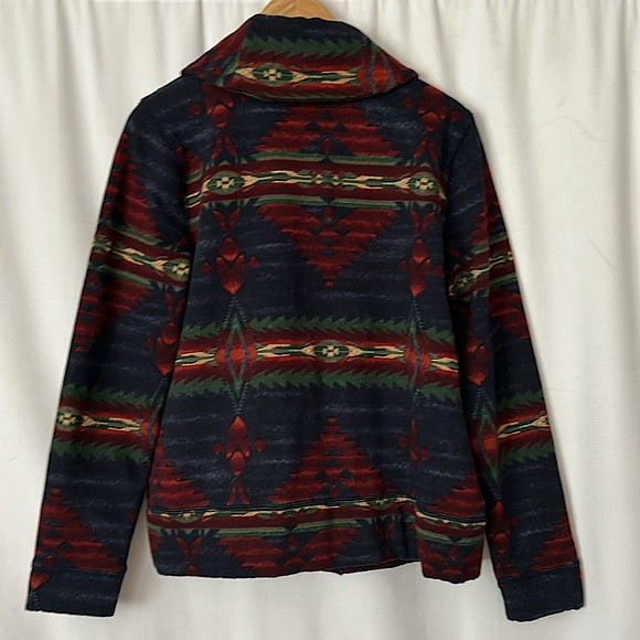 Lauren Ralph Lauren Dark Blue Aztec Print Long Sleeve Jacket Coat **Size L**🌺🌺 - Picture 2 of 4